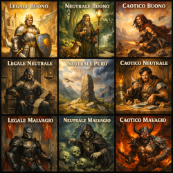 Allineamenti morali in AD&D 2e (AI Generated)