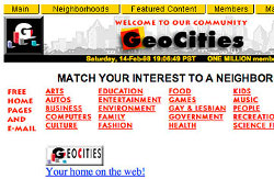 Portale web di Geocities (come appariva sabato 14 febbraio 1998)